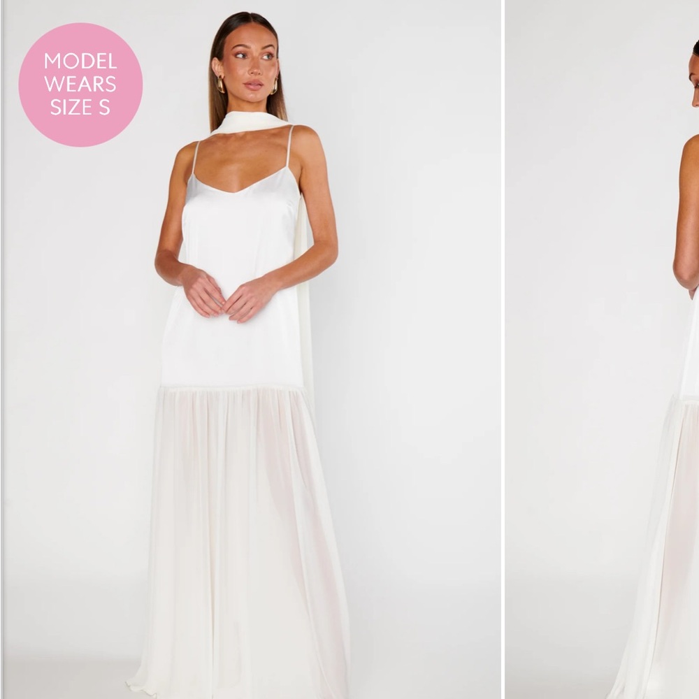 Show Me Your MuMu Ivory Spaghetti Strap Chiffon Bridal Gown